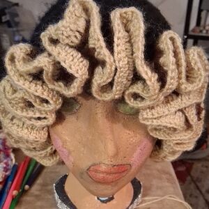 Elegant Tan Ruffled Women's Hat